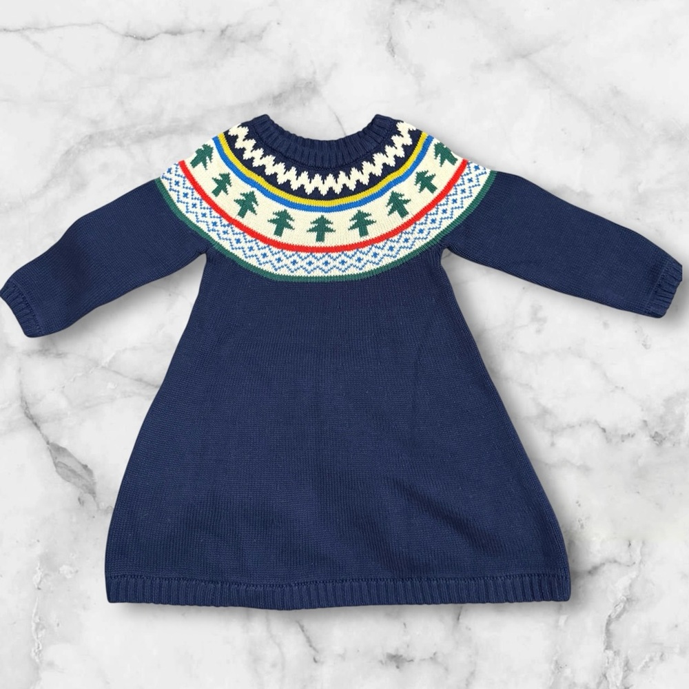 Hanna Andersson Winter Solstice Fairisle Christmas Tree Sweater Dress Size 2T - Picture 4 of 5